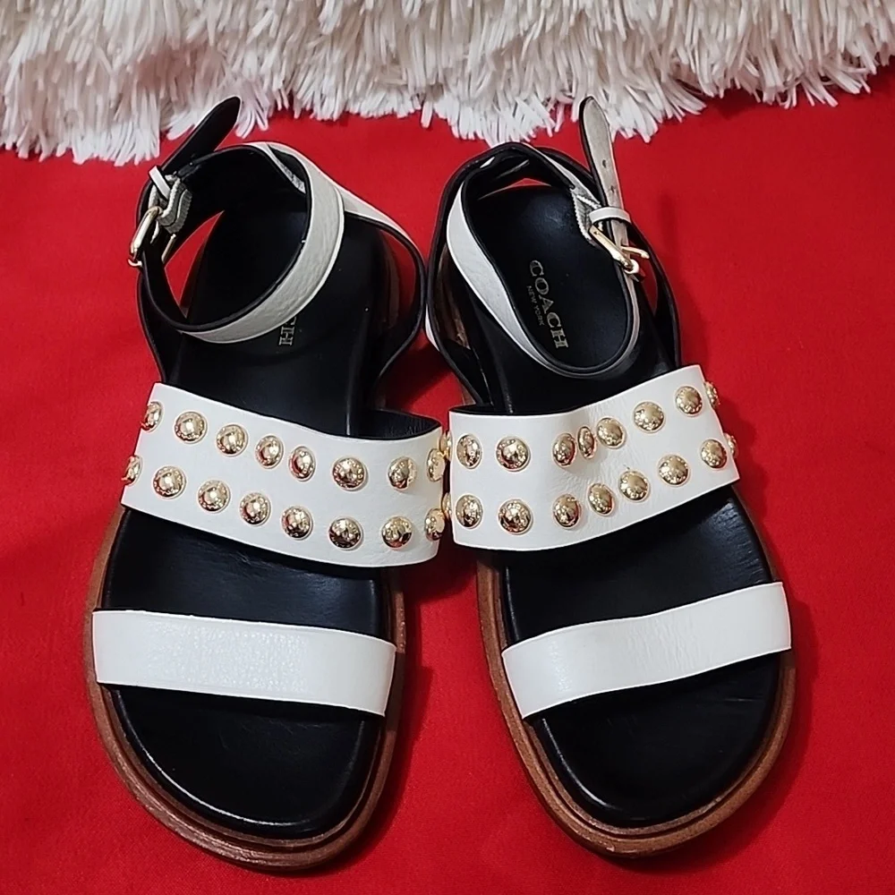 Coach Dannie Women's Gold and White Sandals - Picture 5 of 8